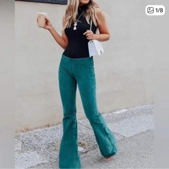 We The Free Pants - We The Free Jayde Corduroy Pull On Flare Pants Green Size 26.